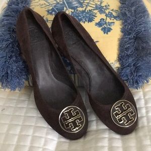 Tory Burch Suede Block Wooden Heels 8M